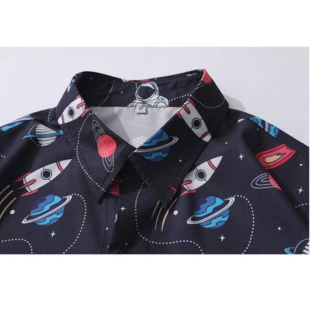 "Astro" Unisex Men Women Graphic Streetwear Button Up Shirt Daulet Apparel