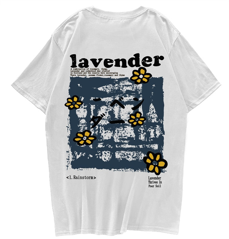 "Lavender” Men Women Streetwear Unisex Graphic T-Shirt Daulet Apparel