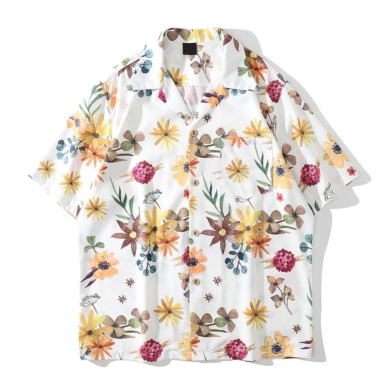 "White Flowers" Unisex Men Women Streetwear Graphic Shirt Daulet Apparel