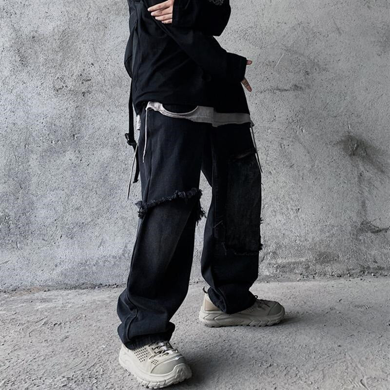 Mens Casual Cargo Pants Fashion Sweatpants Baggy Hip Hop Cropped Trousers 