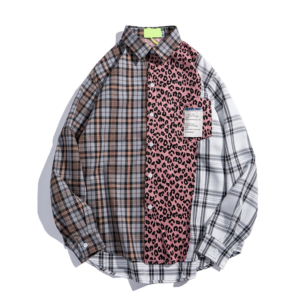 "Leopard Plaid" Unisex Men Women Streetwear Graphic Shirt Daulet Apparel