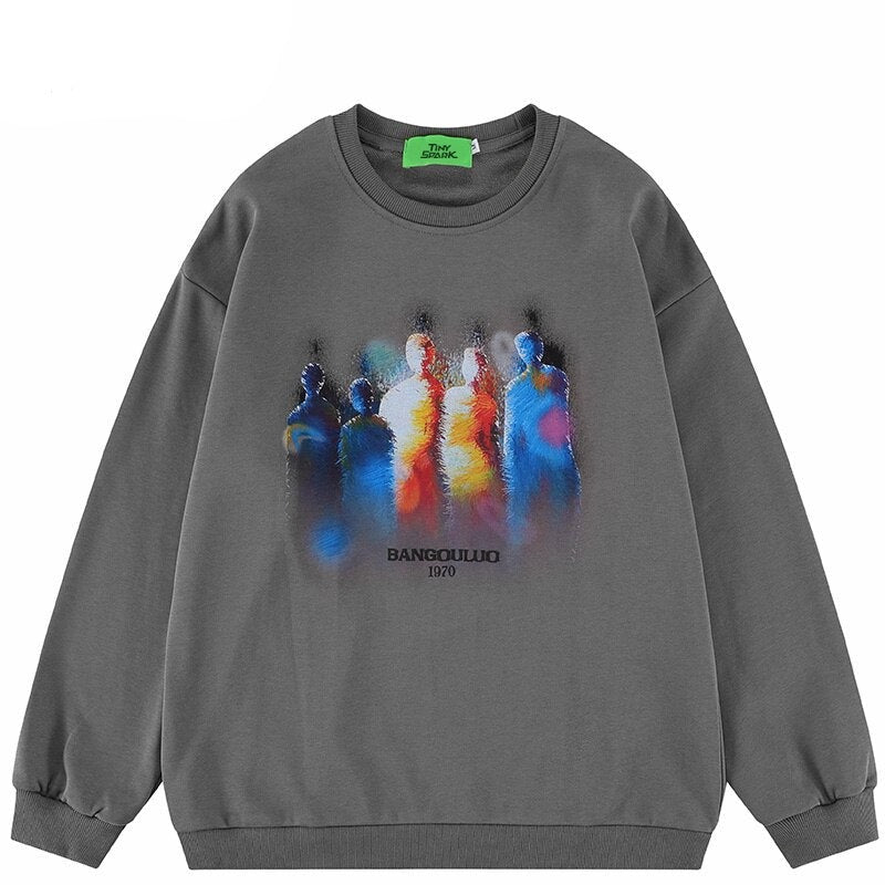 "Foggy Rainbow" Unisex Men Women Streetwear Graphic Sweatshirt Daulet Apparel