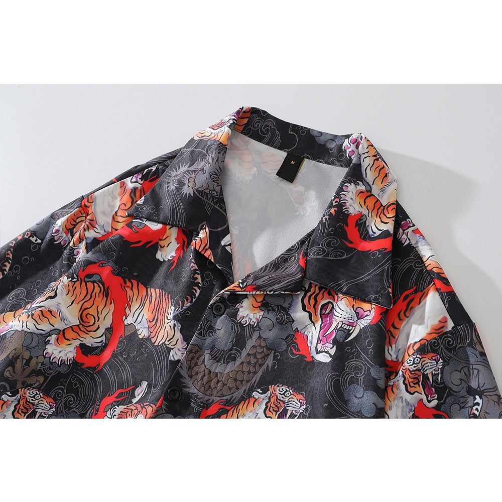 "Fury" Unisex Men Women Streetwear Graphic Button Up Shirt Daulet Apparel