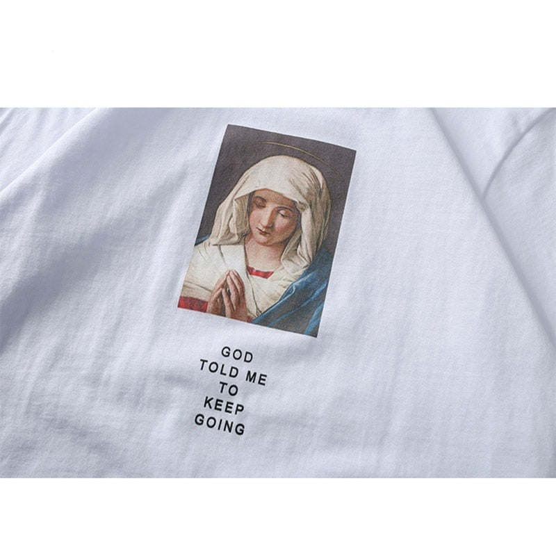 "Virgin Mary" Unisex Men Women Streetwear Graphic T-Shirt Daulet Apparel
