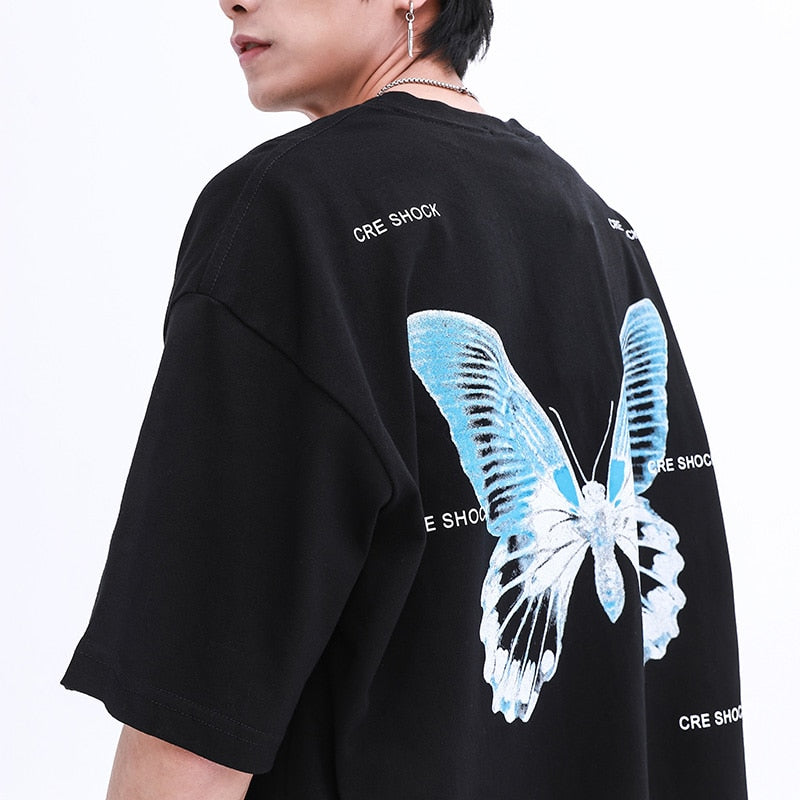 "White Butterfly" Unisex Men Women Streetwear Graphic T-Shirt Daulet Apparel