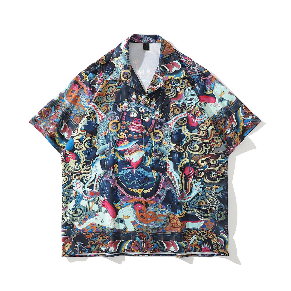 "Angel Dragon" Unisex Streetwear Graphic Button Shirt Daulet Apparel