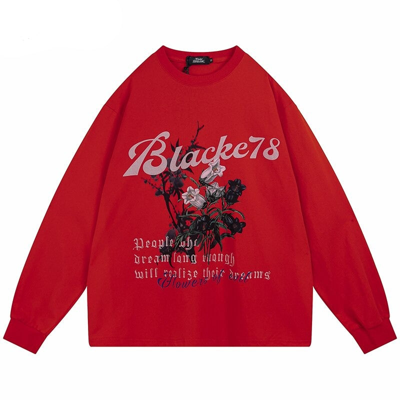 "Black Roses" Unisex Men Women Streetwear Graphic Sweatshirt Daulet Apparel