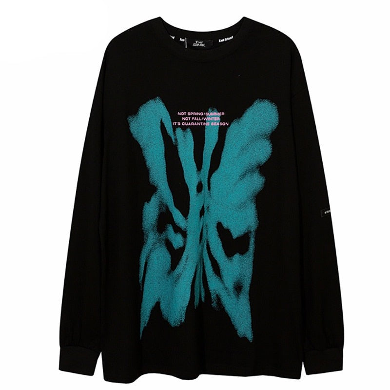 "Skeleton Fly" Unisex Men Women Streetwear Graphic Sweatshirt Daulet Apparel
