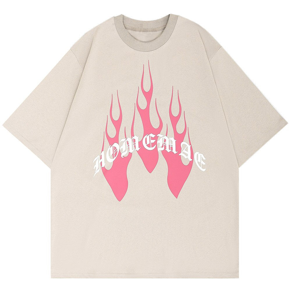 "Red Flame" Unisex Men Women Streetwear Graphic T-Shirt Daulet Apparel