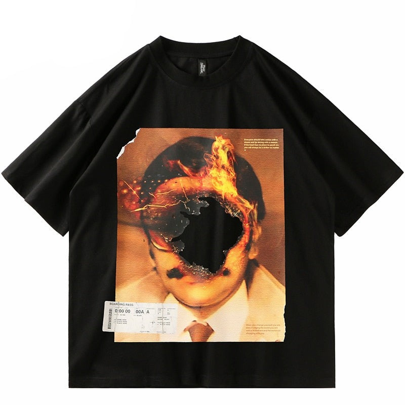 "Burning Flame" Unisex Men Women Streetwear Graphic T-Shirt Daulet Apparel