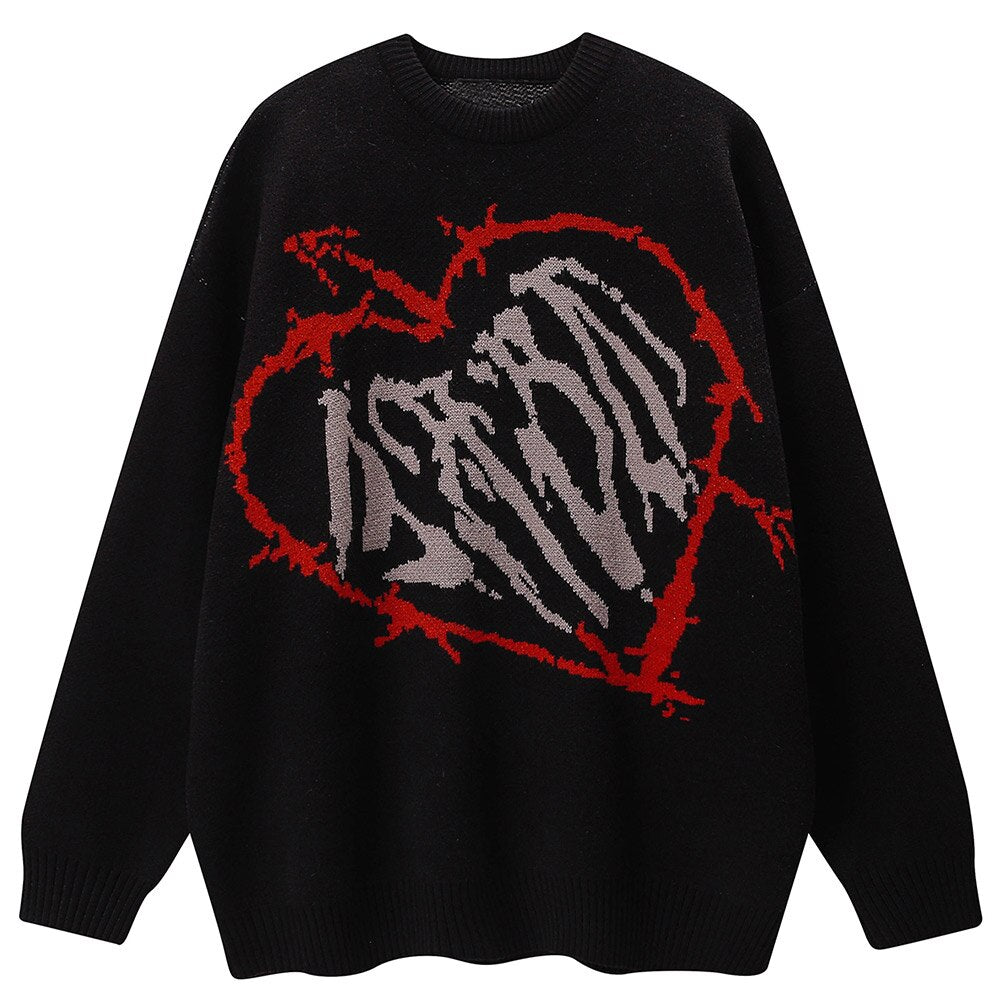 "Red Heart" Unisex Men Women Streetwear Graphic Sweater Daulet Apparel