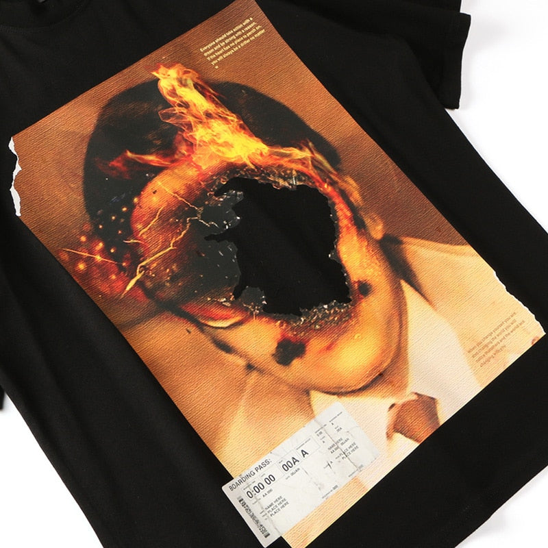 "Burning Flame" Unisex Men Women Streetwear Graphic T-Shirt Daulet Apparel