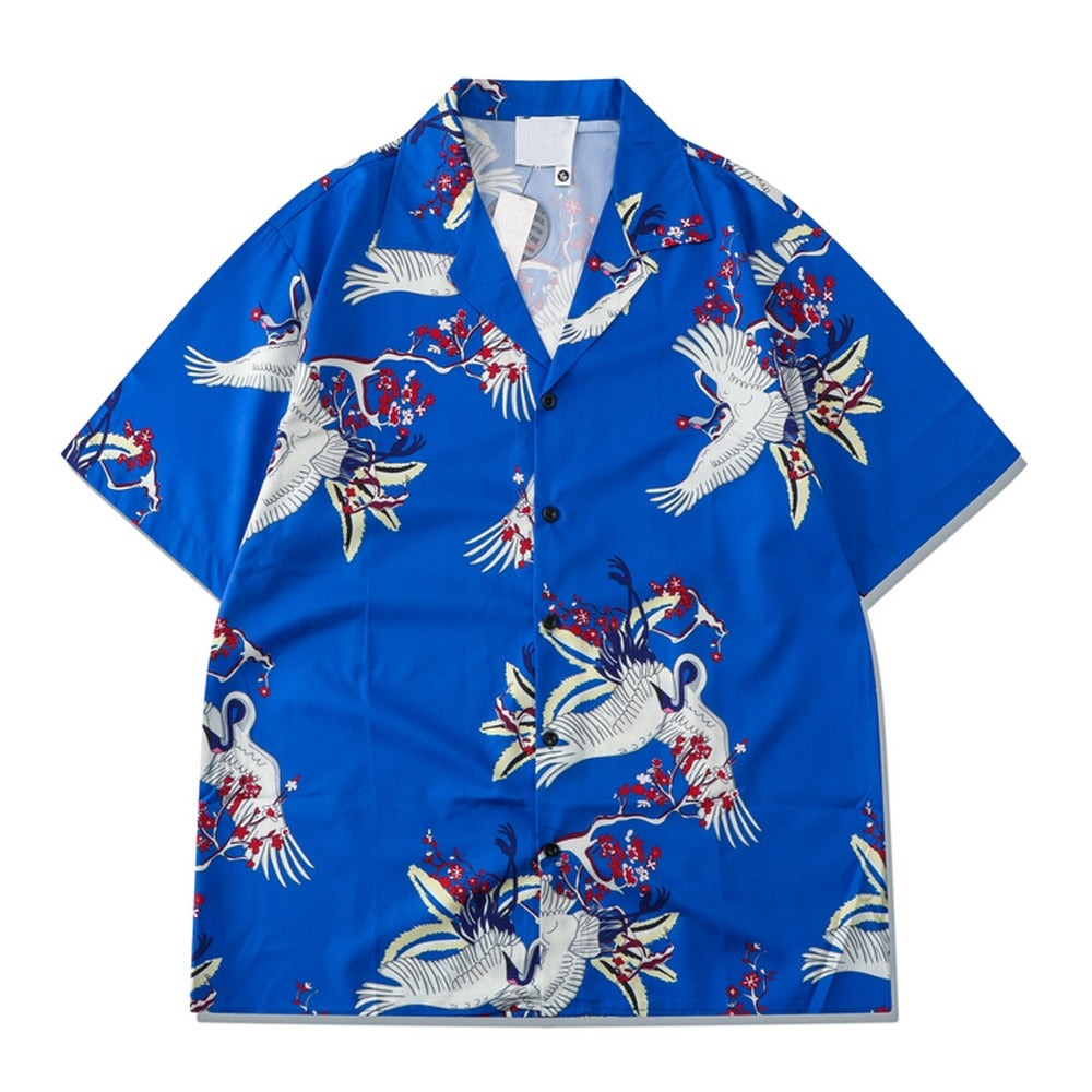 "Blue Crane" Unisex Men Women Streetwear Graphic Shirt Daulet Apparel