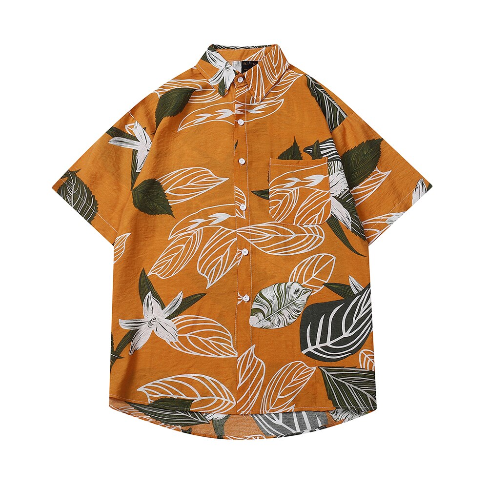 "Leaves Blown" Unisex Men Streetwear Button Up T Shirt Daulet Apparel