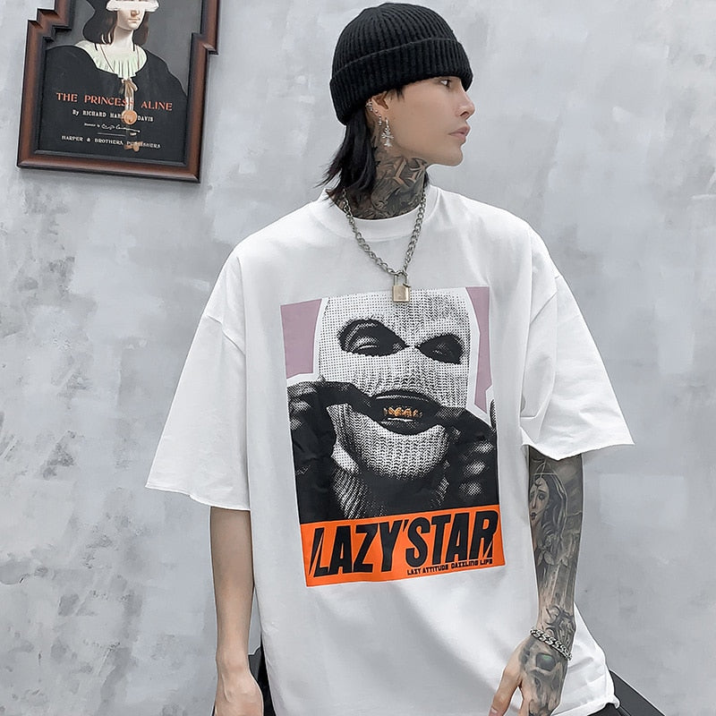 "Lazy Star" Unisex Men Women Streetwear Graphic T-Shirt Daulet Apparel