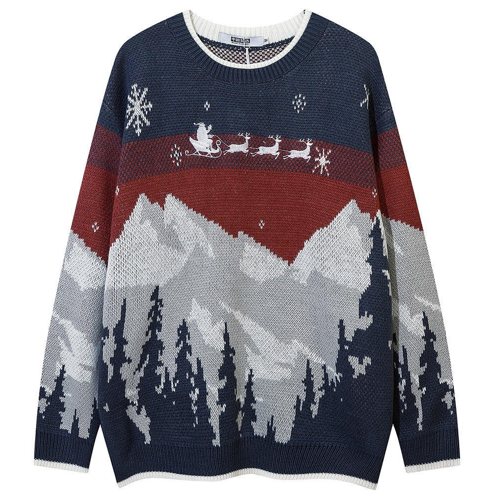 "Snowy Mountains" Unisex Men Women Streetwear Graphic Sweater Daulet Apparel