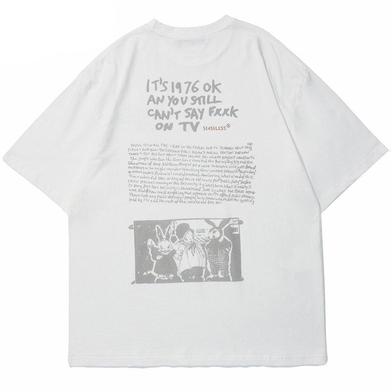 "Retro TV" Unisex Streetwear Men Women Graphic T-Shirt Daulet Apparel