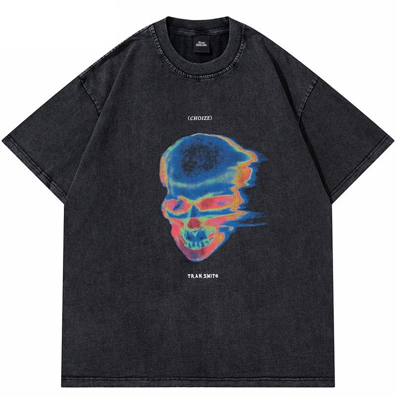 Blue-Skull-Unisex-Men-Women-Streetwear-Graphic-T-Shirt Daulet-Apparel