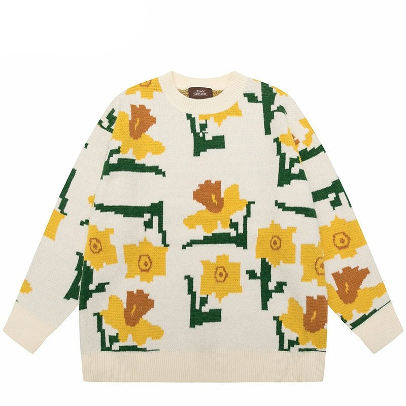 "Yellow Garden" Unisex Men Women Streetwear Graphic Sweater Daulet Apparel