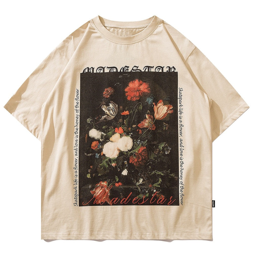 "Retro Floral" Unisex Graphic Streetwear Men Women T-Shirt Daulet Apparel