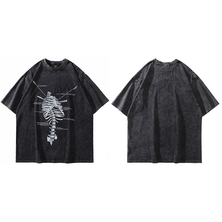 "Stripped Skeleton" Unisex Men Women Streetwear Graphic T-Shirt Daulet Apparel