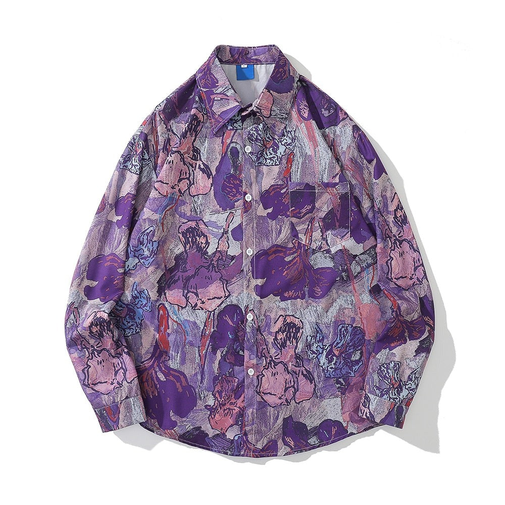"Purple Waves" Unisex Men Women Streetwear Graphic Shirt Daulet Apparel