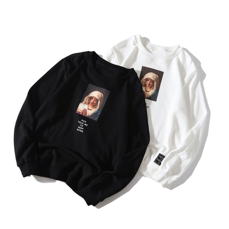 "Virgin Mary" Unisex Men Women Streetwear Graphic Sweatshirt Daulet Apparel