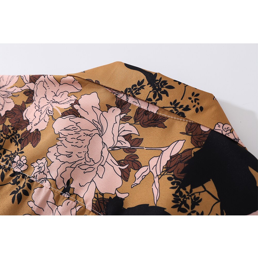 "Floral Printed" Unisex Men Women Streetwear Collar Shirt Daulet Apparel