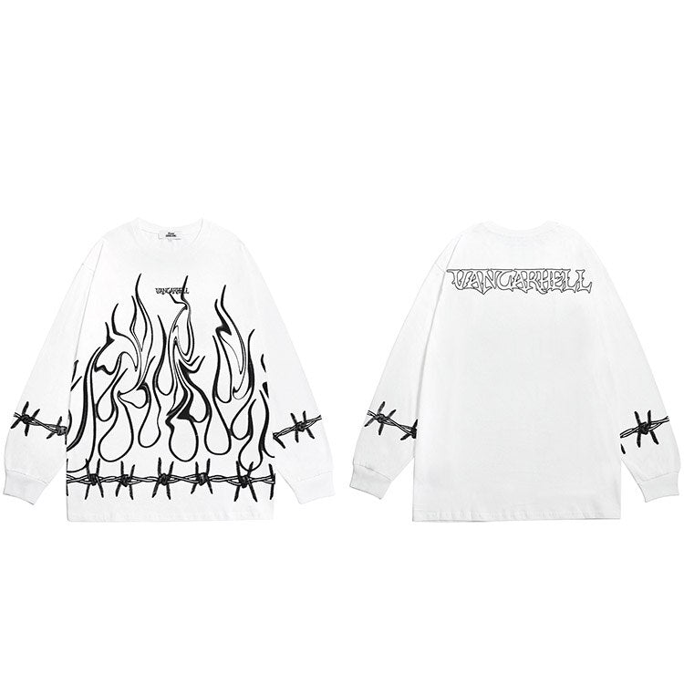 "White Flame" Unisex Men Women Streetwear Graphic Sweatshirt Daulet Apparel