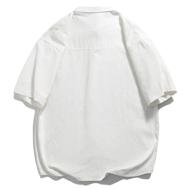"Retro Heart" Graphic Streetwear Men Women Unisex Button Shirt Daulet Apparel