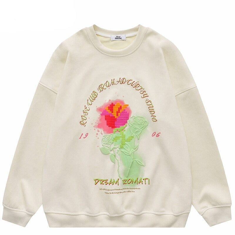 "Yellow Rose" Unisex Men Women Streetwear Graphic Sweatshirt Daulet Apparel