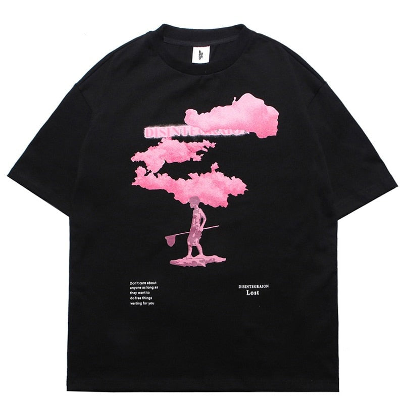 "Pink Smoke" Unisex Men Women Streetwear Graphic T-Shirt Daulet Apparel
