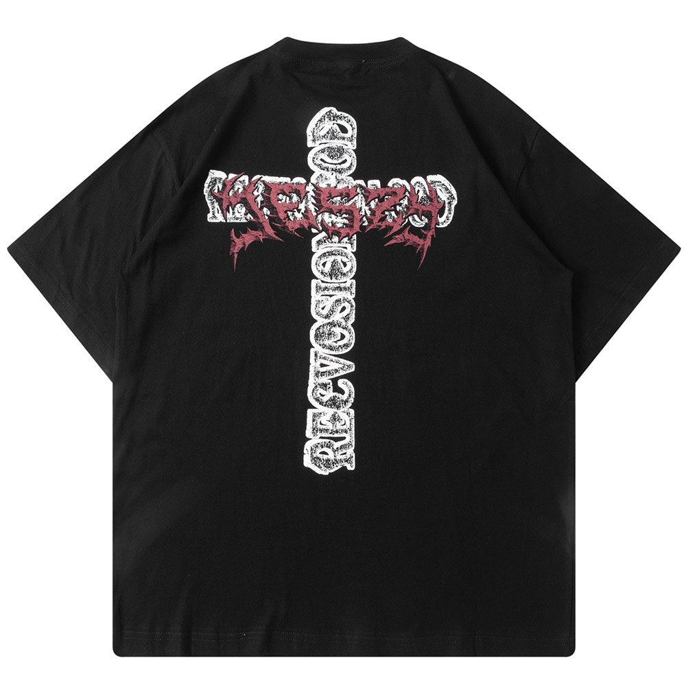 "God Bless" Unisex Men Women Streetwear Graphic T-Shirt Daulet Apparel