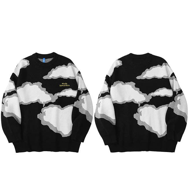 "Cloudy Days" Unisex Men Women Streetwear Graphic Sweater Daulet Apparel
