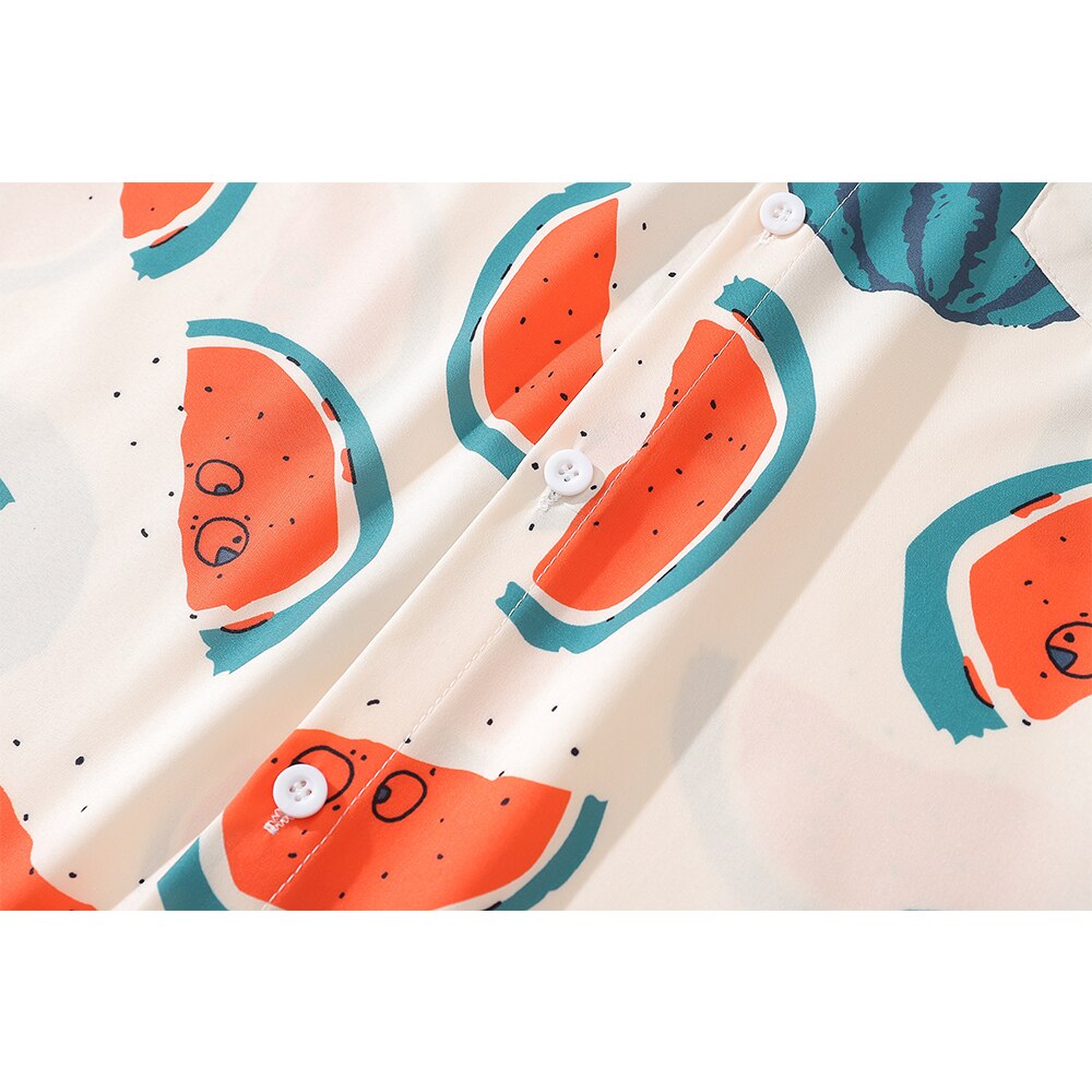 "Watermelon" Unisex Men Women Streetwear Graphic Button Shirt Daulet Apparel