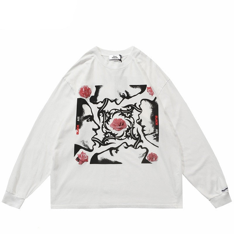 "Rose Kiss" Unisex Men Women Streetwear Graphic Sweatshirt Daulet Apparel
