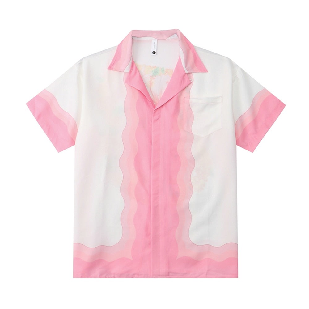 "Pink Wave" Unisex Men Women Streetwear Graphic Shirt Daulet Apparel