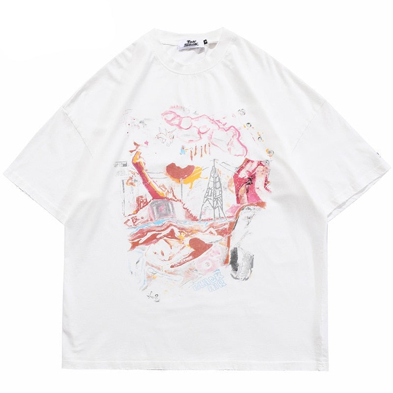 "Wonderland" Unisex Men Women Streetwear Graphic T-Shirt Daulet Apparel
