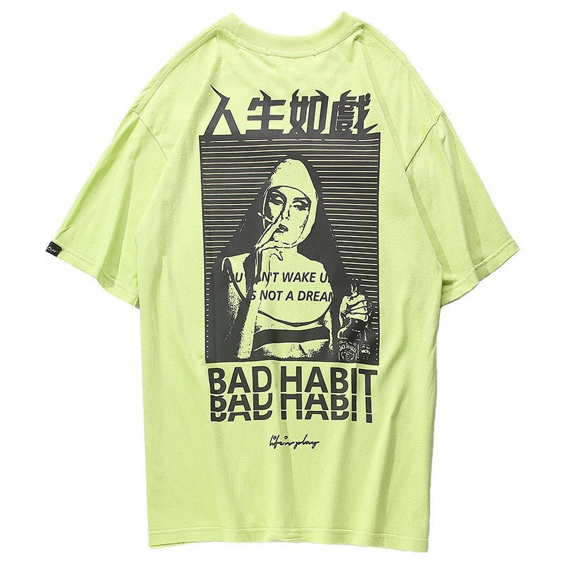 "Bad Habbit" Unisex Streetwear Men Women Graphic T-Shirt Daulet Apparel