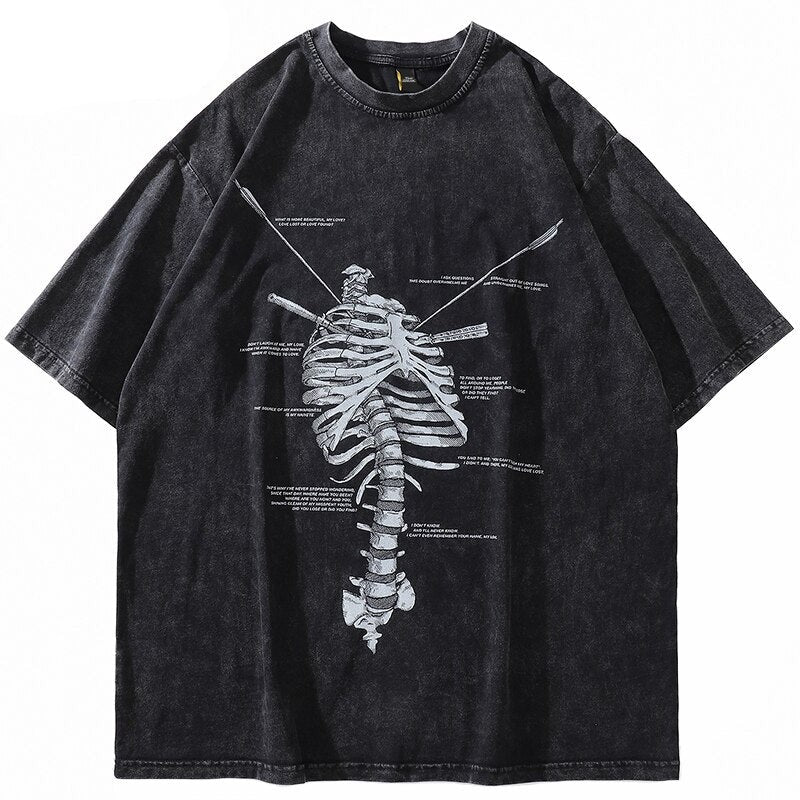 "Stripped Skeleton" Unisex Men Women Streetwear Graphic T-Shirt Daulet Apparel