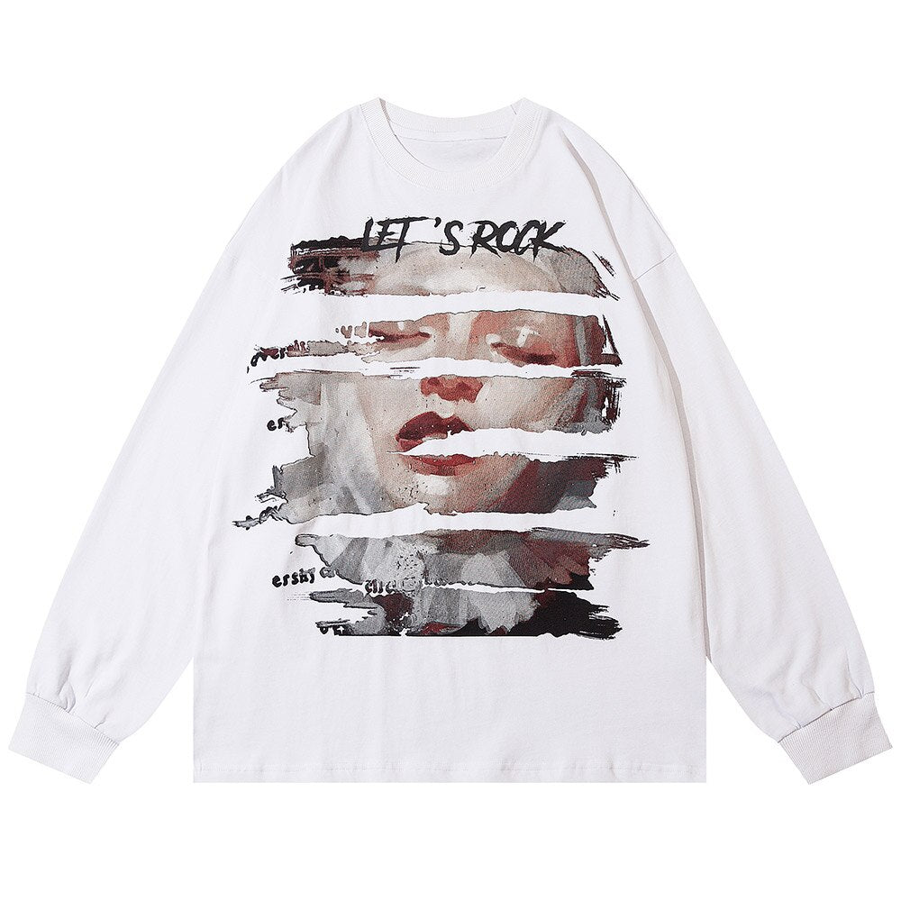 "Let's Rock" Unisex Men Women Streetwear Graphic Sweatshirt Daulet Apparel