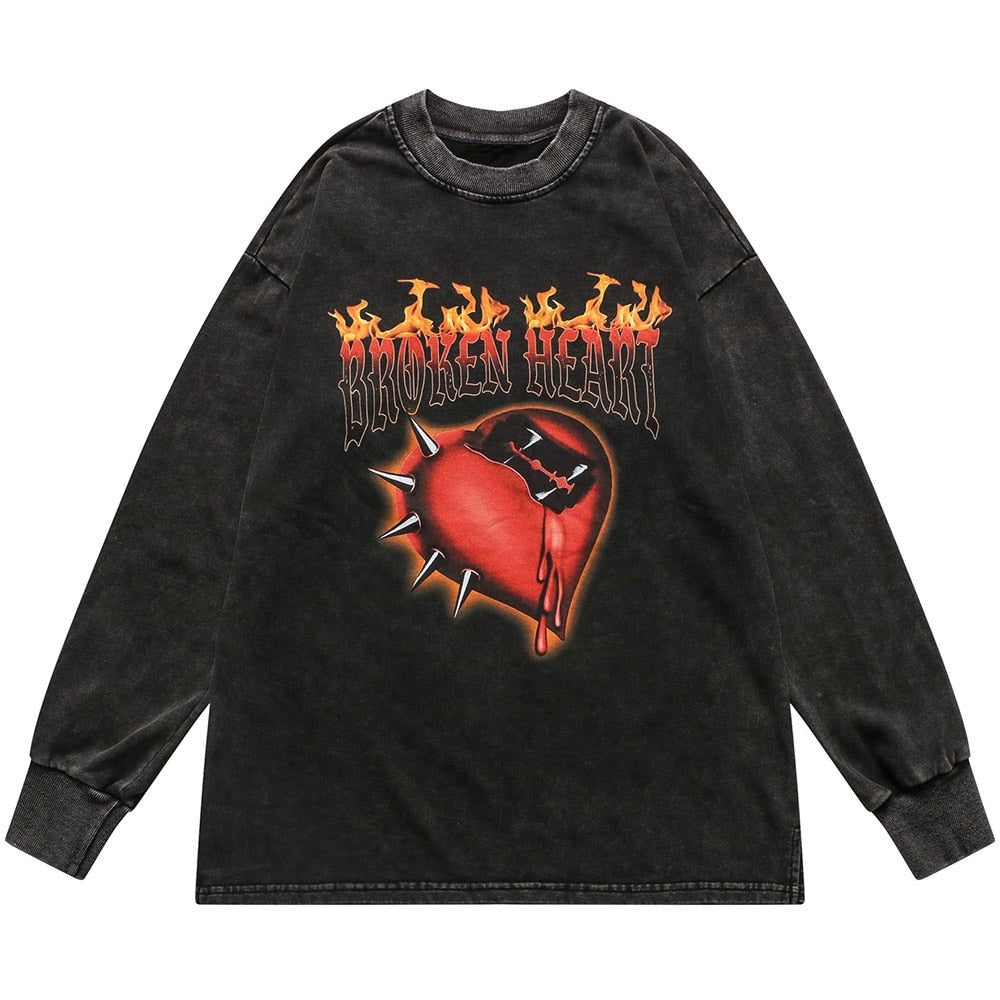 "Heart On Fire" Unisex Men Women Streetwear Graphic Sweatshirt Daulet Apparel