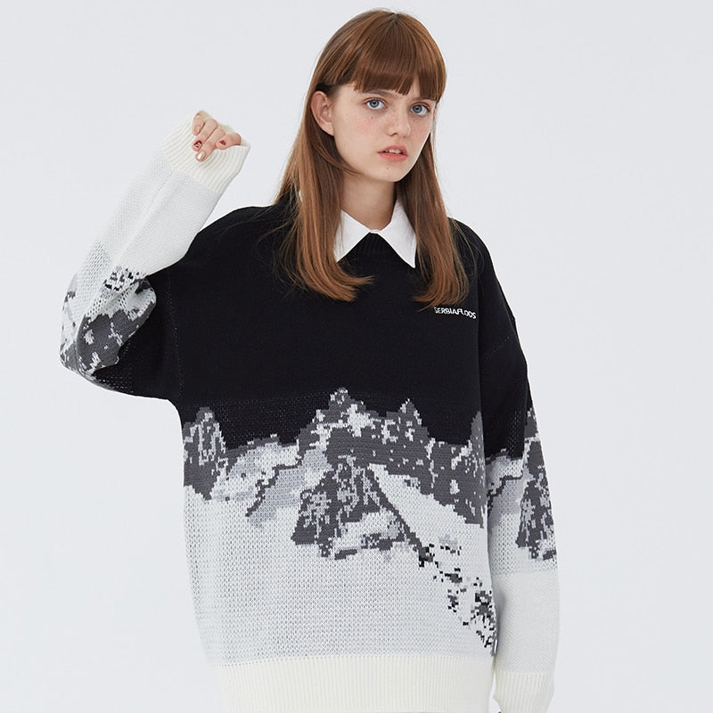 "Blue Mountain" Unisex Men Women Streetwear Graphic Sweater Daulet Apparel