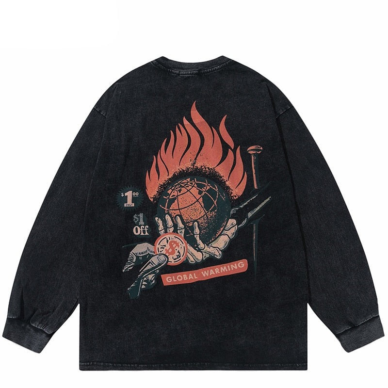 "Fire Flame" Unisex Men Women Streetwear Graphic Sweatshirt Daulet Apparel