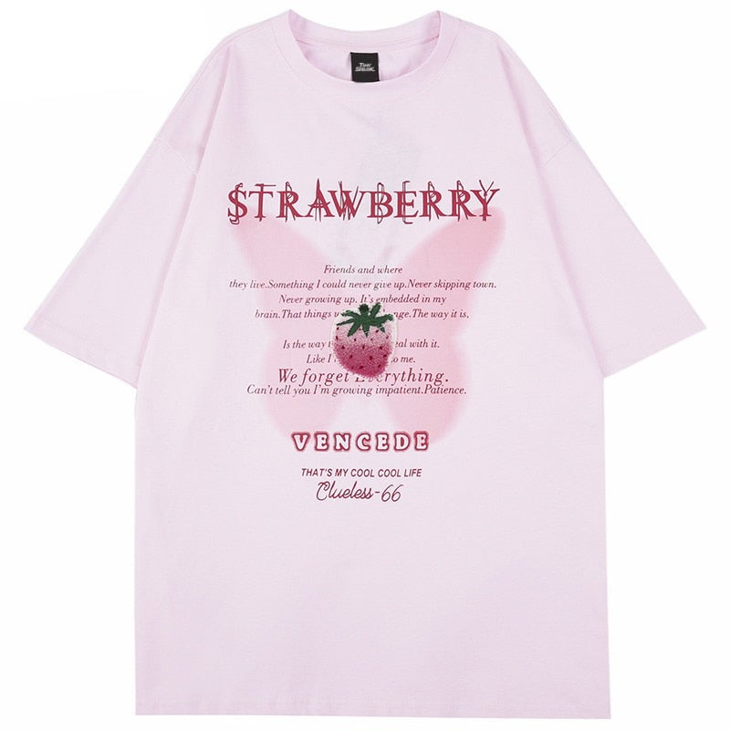 "Strawberry" Unisex Men Women Streetwear Graphic T-Shirt Daulet Apparel