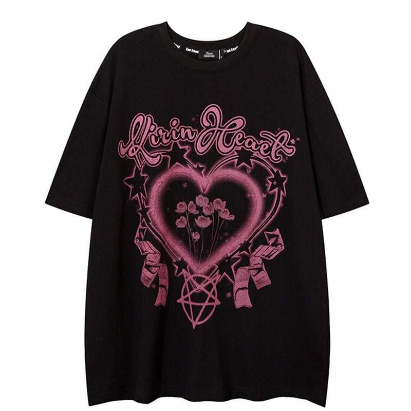 "Heart Garden" Unisex Men Women Streetwear Graphic T-Shirt Daulet Apparel