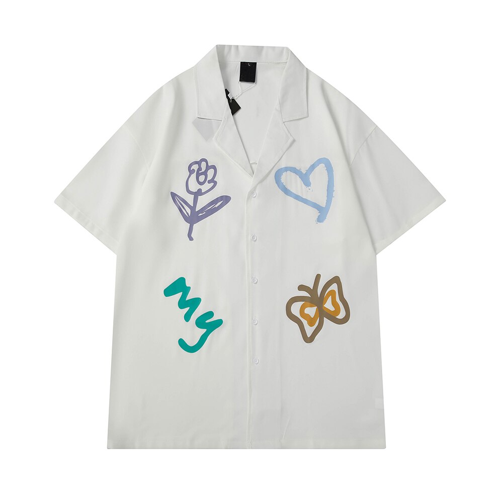 "White Flowers" Unisex Men Women Streetwear Graphic Shirt Daulet Apparel