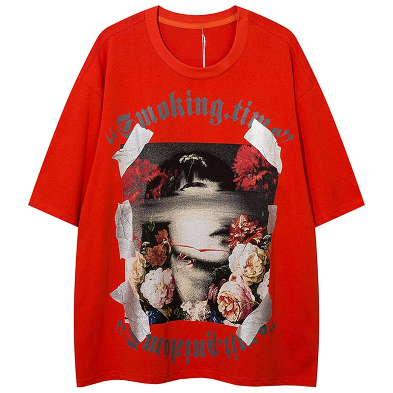 "Slow Smoke" Unisex Men Women Streetwear Graphic T-Shirt Daulet Apparel