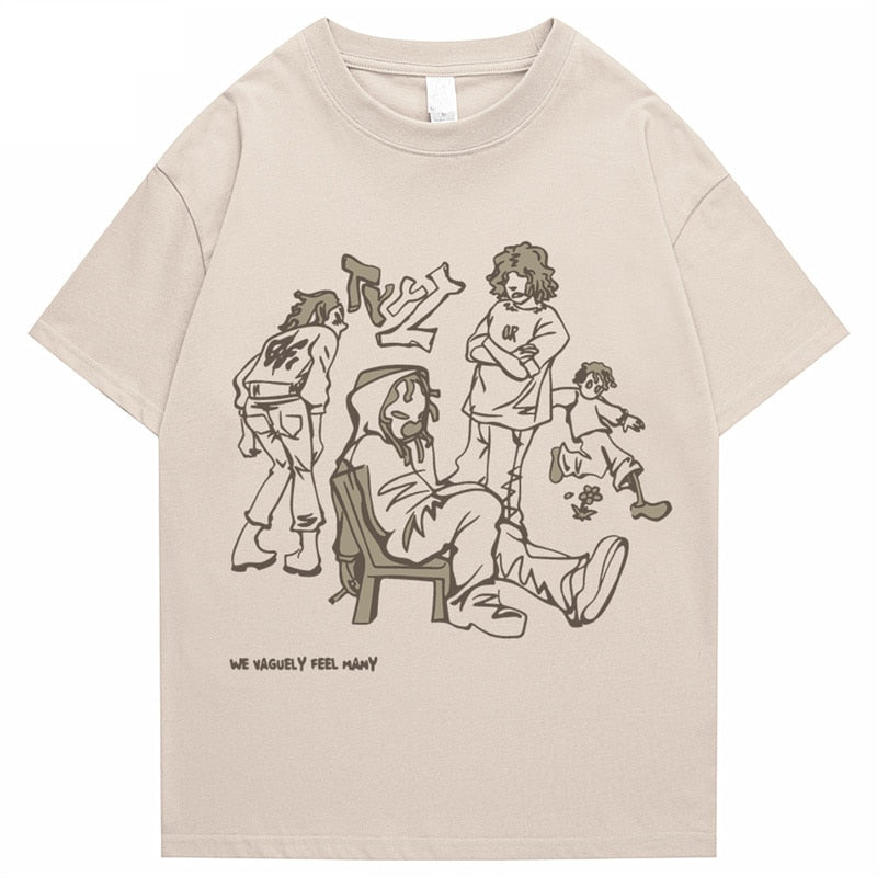 Japanese Harajuku T-Shirt Men Streetwear Funny Anime Cartoon Graphic T Shirt 2023 Men Cotton Tshirt Oversized Tops Tees HipHop Daulet Apparel