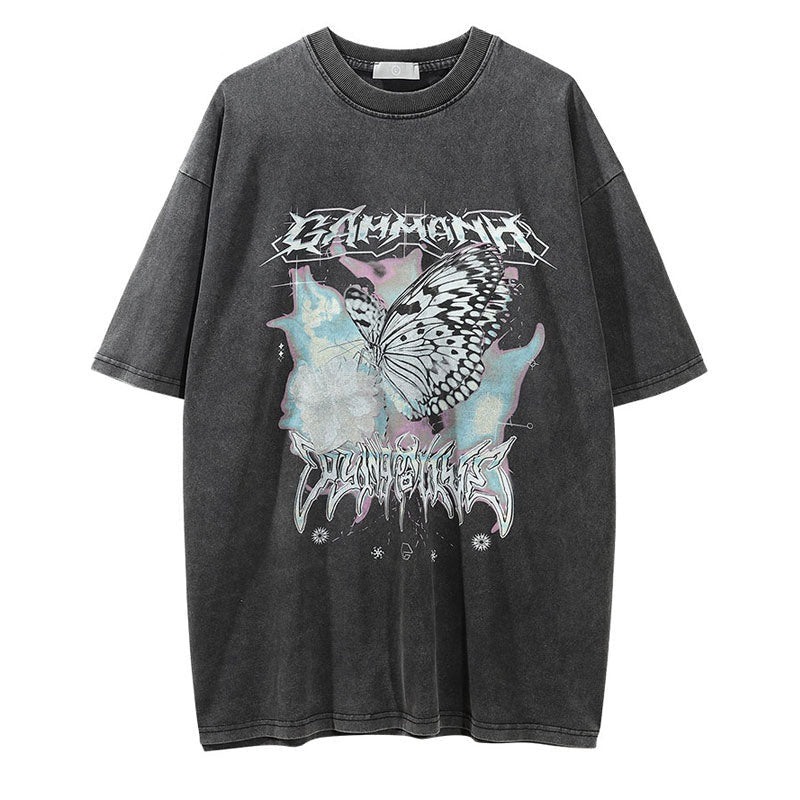 "Pink Butterfly" Unisex Men Women Streetwear Graphic T-Shirt Daulet Apparel